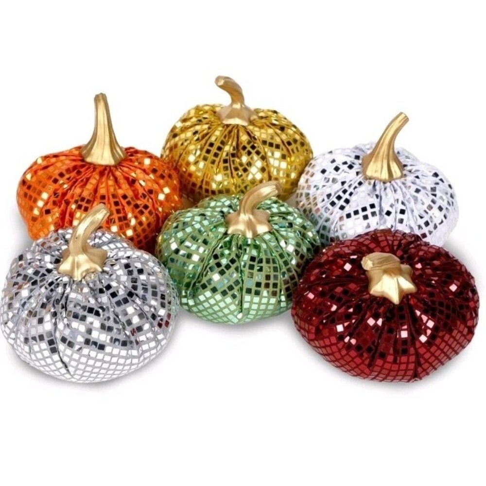 FORUP 6 Pcs Thanksgiving Pumpkin Set, Soft Stuffed Artificial Fall Pumpkins